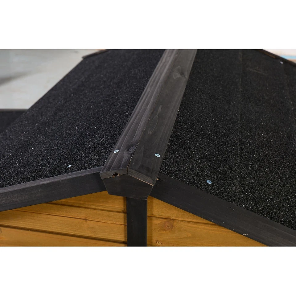 Large Wooden Dog House with Storage Compartment, Feeding Area, and Lockable Door - Image 4 of 4