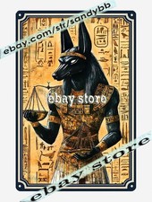 Anubis Scales Metal Tin Sign Egyptian Jackal God ancient judgment
