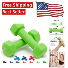 Set of 2 Neoprene Dumbbells 1-15 LB - Anti-Slip, Hex for Whole Body Fitness