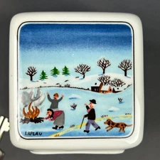 Vintage Villeroy & Boch Luxembourg LaPlau Porcelain Naif Christmas Coin Bank