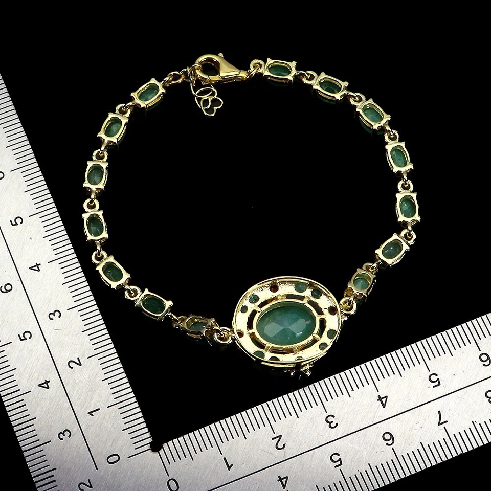 925 Sterling Silber Armband Oval Smaragd 12x10mm Rubin No USA Einfuhr Gebühren - Bild 3 von 4