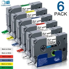 6PK TZe-231 Label Maker Tape 12mm Laminated for Brother P-Touch TZ-231 PT-D210