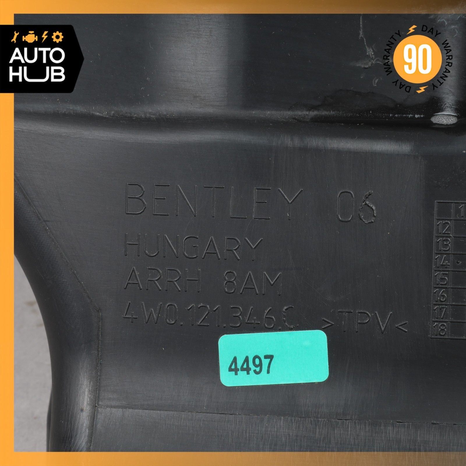 14-18 Bentley Flying Spur 6.0L Right Air Cooler Radiator Duct 4W0121346C OEM 40k