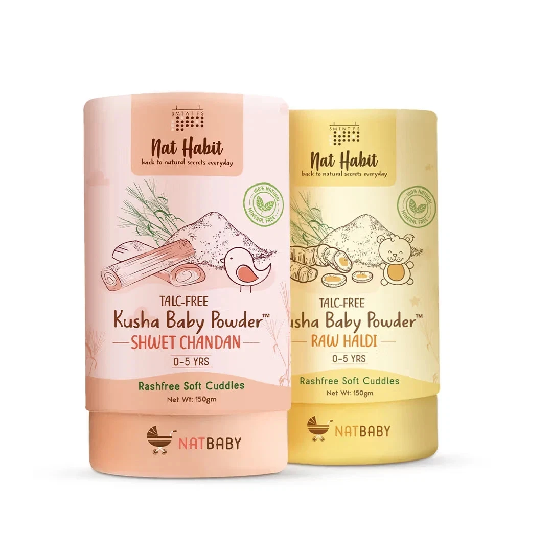 Nat Habit Raw Haldi & Shwet Chandan Kusha Baby Powder (Pack of 2) (300 g)
Opens in a new window or t