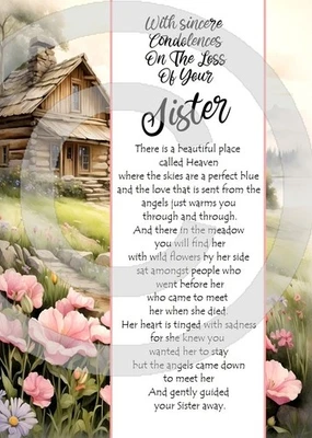 PICKTURE-THIS NEW With Sincere Condolences Loss Of YOUR Dear Sister A5 Card Sympathy Support