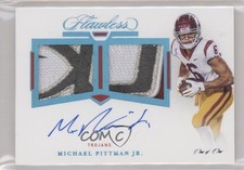 2021 Flawless Collegiate Platinum 1/1 Michael Pittman Jr Dual Patch Auto 0c3