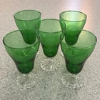 Set of 5 Anchor Hocking Burple-Inspiration Green Footed Tumblers 5” Glasses VTG