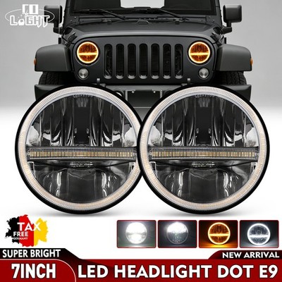 E24 Paar 7 Zoll LED Scheinwerfer Hi-Low für Land Rover Defender Jeep T3 G Klasse