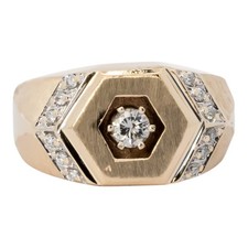 Gent's Diamond Cluster Ring 13 Diamonds .26 Carat T.W. 14K Yellow Go B07005158 