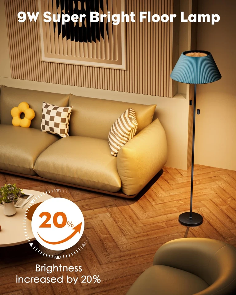 Lâmpada de assoalho moderna de pé 63" abajur ajustável 9W lâmpada LED luz de pé - Imagem 3 de 4