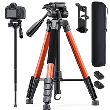 73" Tripod and Monopod, Aluminum Tripod Stand/Burnt Orange