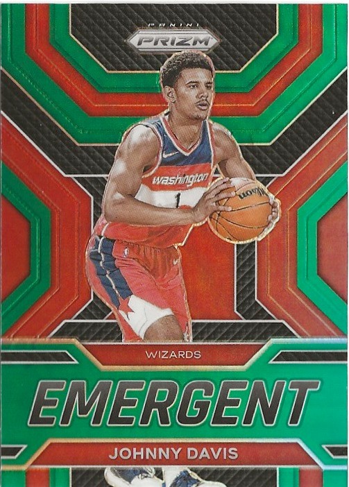 2022-23 Panini Prizm Johnny Davis Emergent Green Prizm SP RC Wizards