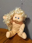 Vintage 1989 Cabbage Patch Doll Blonde Curly Cornsilk Hair Blue Eyes