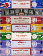 Satya Incense Gift Set Nag Champa, Super hit, Dragon's Blood, Sandalwood,