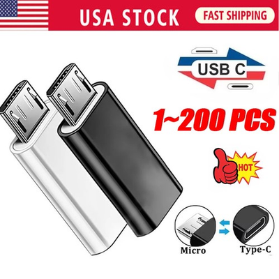 #ad 200x Type C Female to Micro USB Male Port Converter Charge Data Sync Adapter Lot $83.59