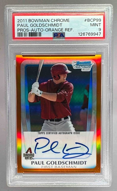Paul Goldschmidt 2011 Bowman Chrome Orange Refractor 1st RC Auto 4/25 PSA 9