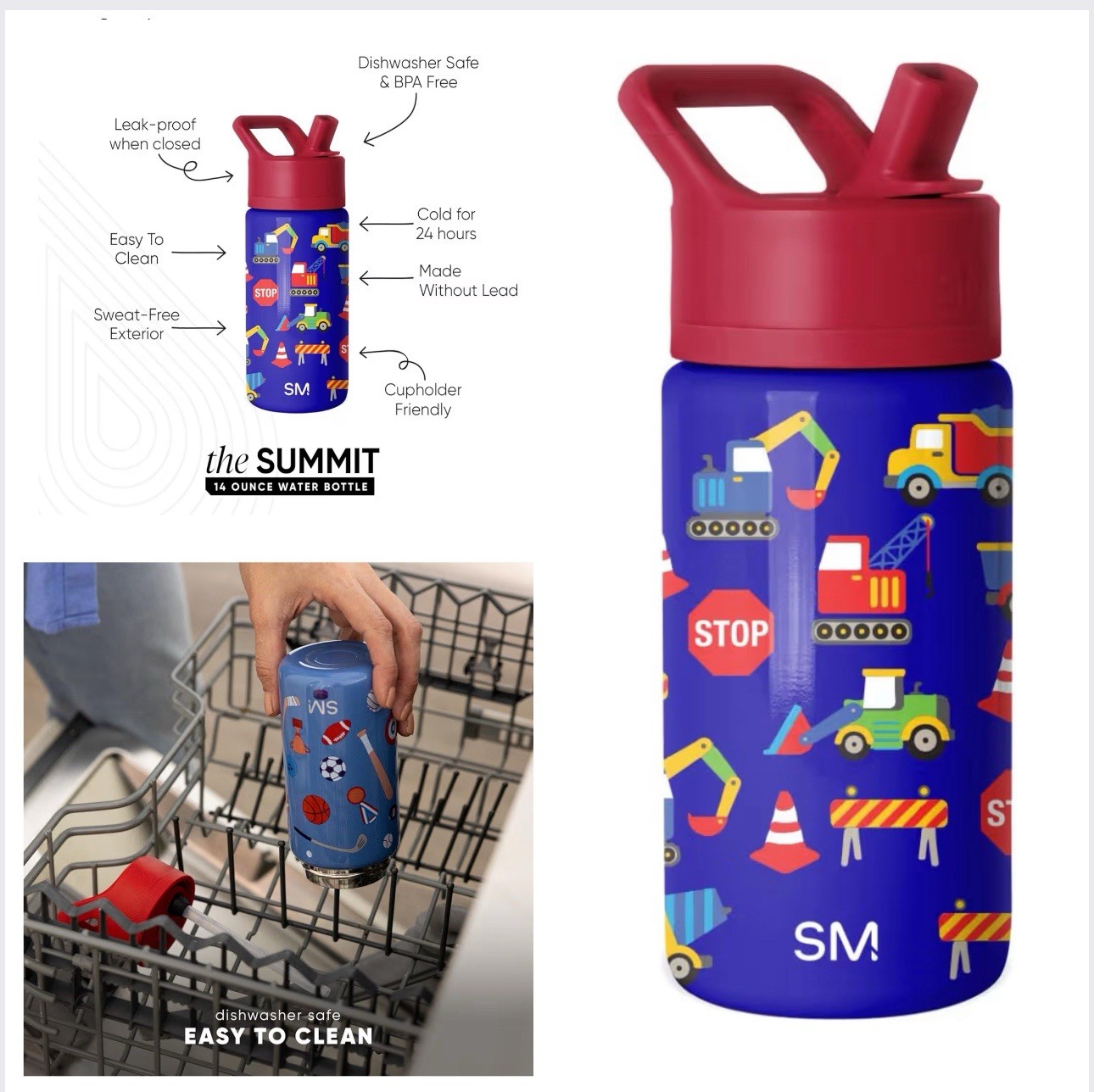 Simple Modern Kids Summit Water Bottle with Straw Lid | 14oz