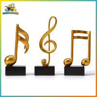 Musiknote Deko 3Er Set Klavier Skulptur Modern Kunst 19Cm Gold