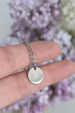 Personalised Initial Necklace –Custom Disc Engraved Name Pendant in Silver Gold