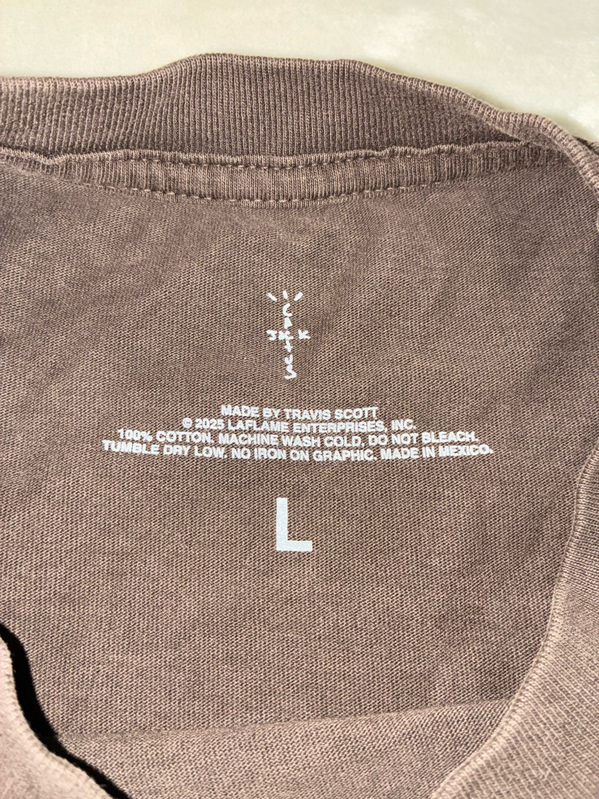 Travis Scott T Shirt L Brown Long Sleeve Jackboys 2 A3 NEW *pinhole