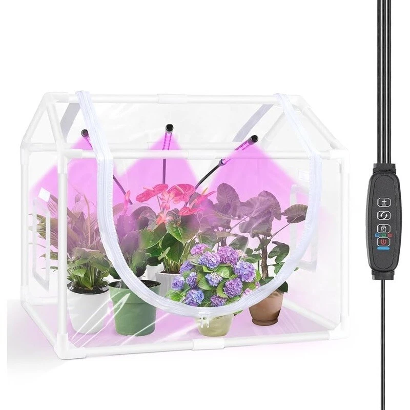 Mini Invernadero Interior con Temporizador de Luz de Crecimiento Puerta con Cremallera PVC Cubierta Plantas Nuevo Foto 2 de 4