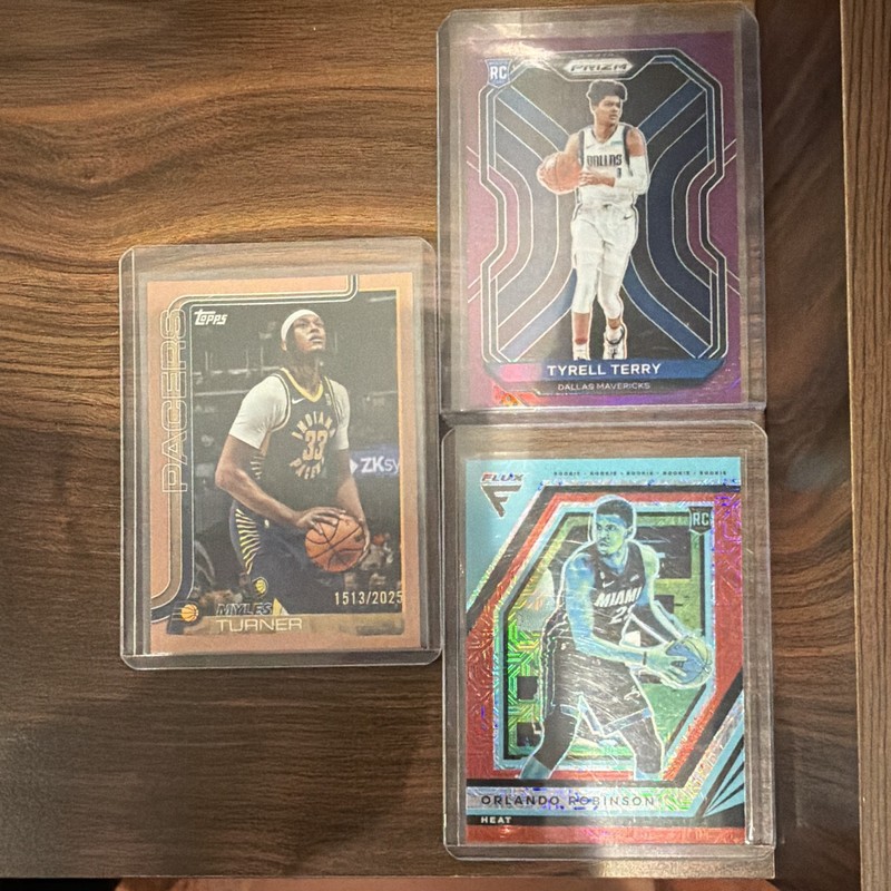 NBA 3 card lot with - Tyrell Terry, Orlando Robinson, Myles Turner all numbered!