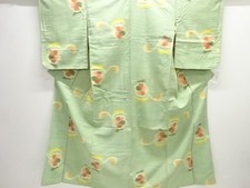 7499800: JAPANESE KIMONO / ANTIQUE KIMONO / SILK / TSUMUGI / WOVEN FLORAL ARABES