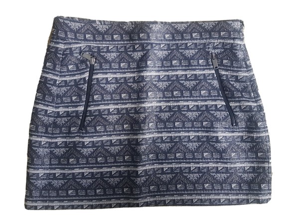 Womens Zara Size 8 Small Short Mini Grey Black Pattern Skirt 