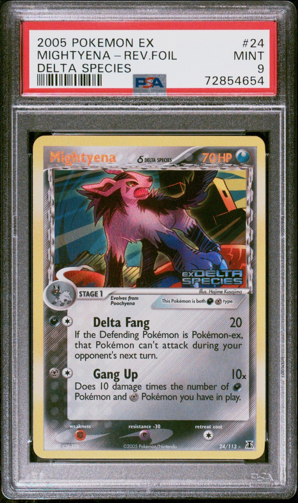 Pokemon Card Mightyena 24/113 Reverse Holo Delta Species PSA 9 MINT