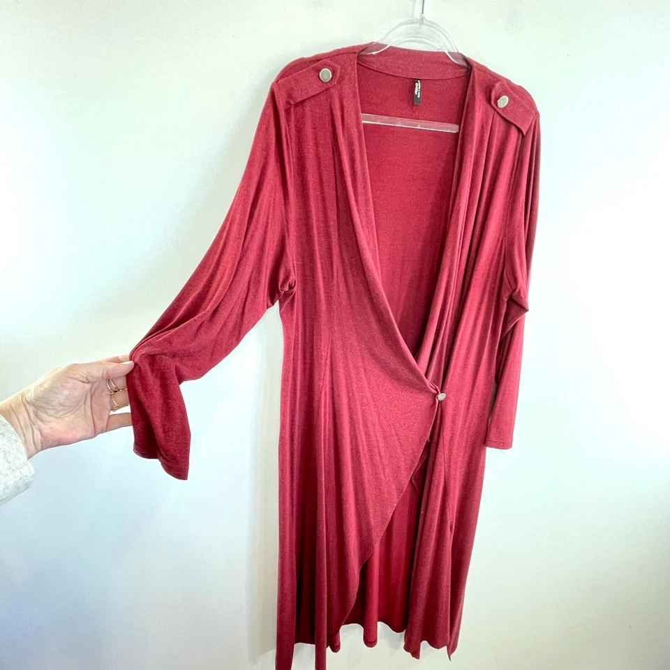 Chaqueta Longline Suave Capas Rojas Talla 16 De Diseñador Hecha en Australia Foto 4 de 4