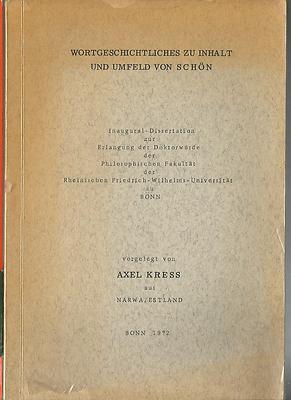 Wortgeschichtliches zu Inhalt & Umfeld von Schön von Axel Kress p300