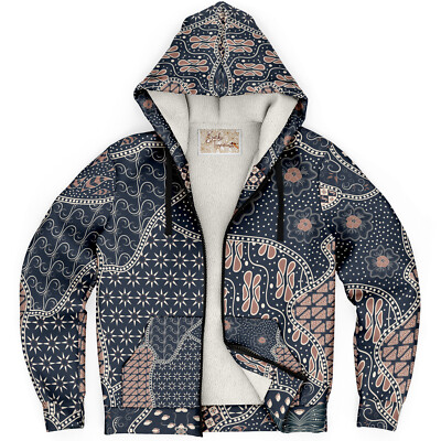 Batik Look Champion Hoodie Batik Indonesian Batik Micro Fleece Zip