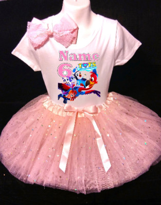 TOTS Dress --With NAME-- 6 sixth 6th Birthday Tutu Outfit PINK Party Shirt