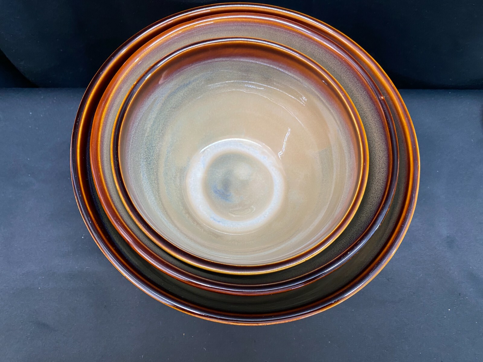 Sango "NOVA BROWN" #4933 ~ Set of 3 ~ Nesting Bowls ~ 9 1/4", 8 1/4", 7 1/4"