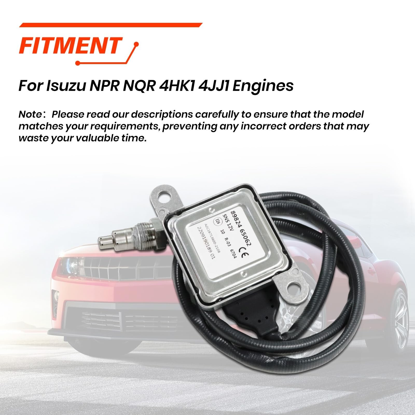 8982465062 NOx Sensor, Compatible with Isuzu NPR NQR NPR-HD NPR-XD4HK1 4JJ1 E...