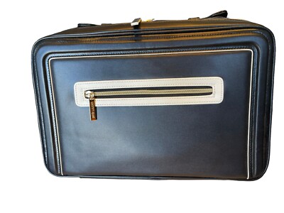 Estee Lauder Luxury Beauty Makeup Bag Case Large Black Leather