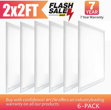 6Pack 2x2 FT LED Flat Panel Lights, Back-lit Drop Ceiling Lights, 0-10V Dimmable