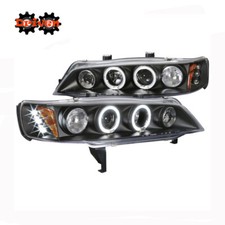 For Honda Accord 94-97 24 Dr Drl Clear Black Projector Halo Led Headlights