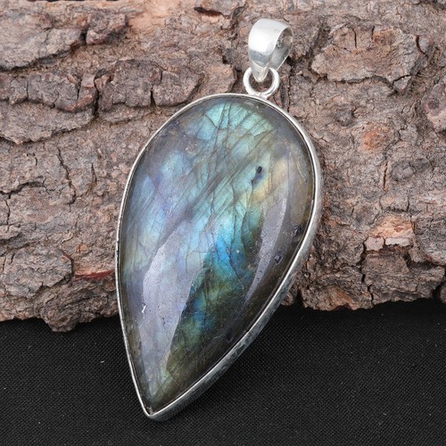 Pendentif Bijoux Pierre De Soleil Violette Fait Main Pierre Précieuse Argent Sterling 925 2,01