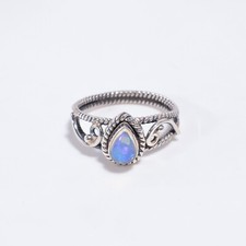 Wedding Gift For Her 925 Silver Ethiopian Opal Statement Ethnic Ring Size