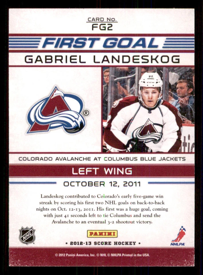 2012-13 Score First Goal #FG2 Gabriel Landeskog - Image 2 of 2