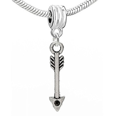 Arrow Charm European Bead Compatible for Most European Snake Chain Bracelet