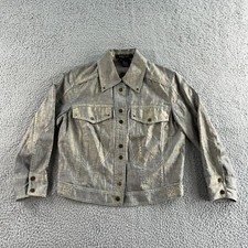 New Etcetera Jacket Womens 2 Brown Bomber Linen Blend Metallic Preppy Bronze Y2k