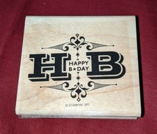 Stampin up Happy B Day Words Phrases Wood Mounted Rubber Stamp Birthday HB RARE