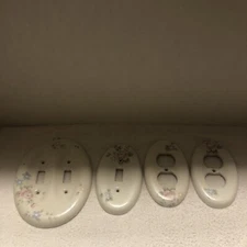 Set Of 4 Ceramic Decorative Plate Covers Oval Floral Grannycore Cottage 