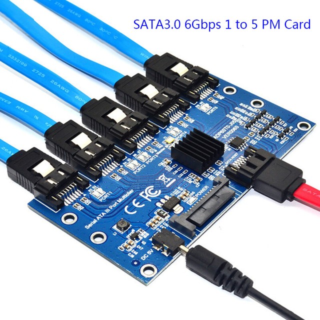 Adapter Card SATA 1 to 5 Port Converter SATA Port Multiplier Riser Card