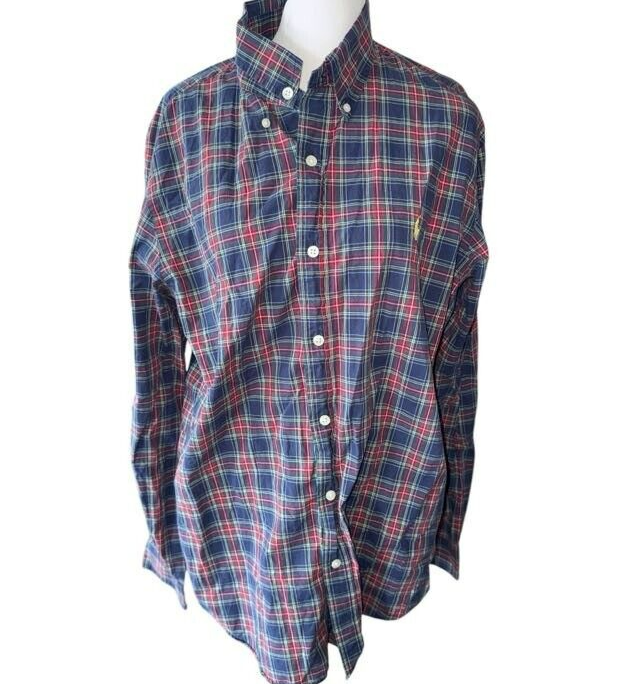 Polo Ralph Lauren Button Down Shirt Plaid Classic Fit Long Sleeve Western Large