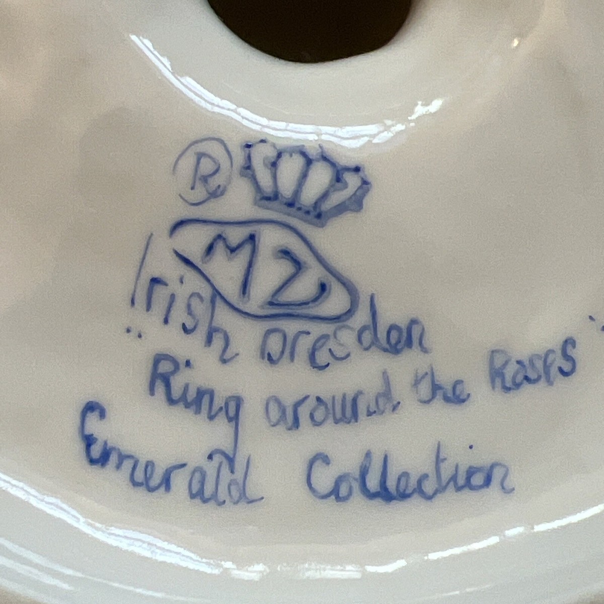 Vintage Irish Dresden Ring Around The Roses 3 Girls Porcelain Lace