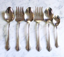 6pc Oneida USA Stainless Bancroft/ Fortune Meat Serving Forks & Serving Spoons+