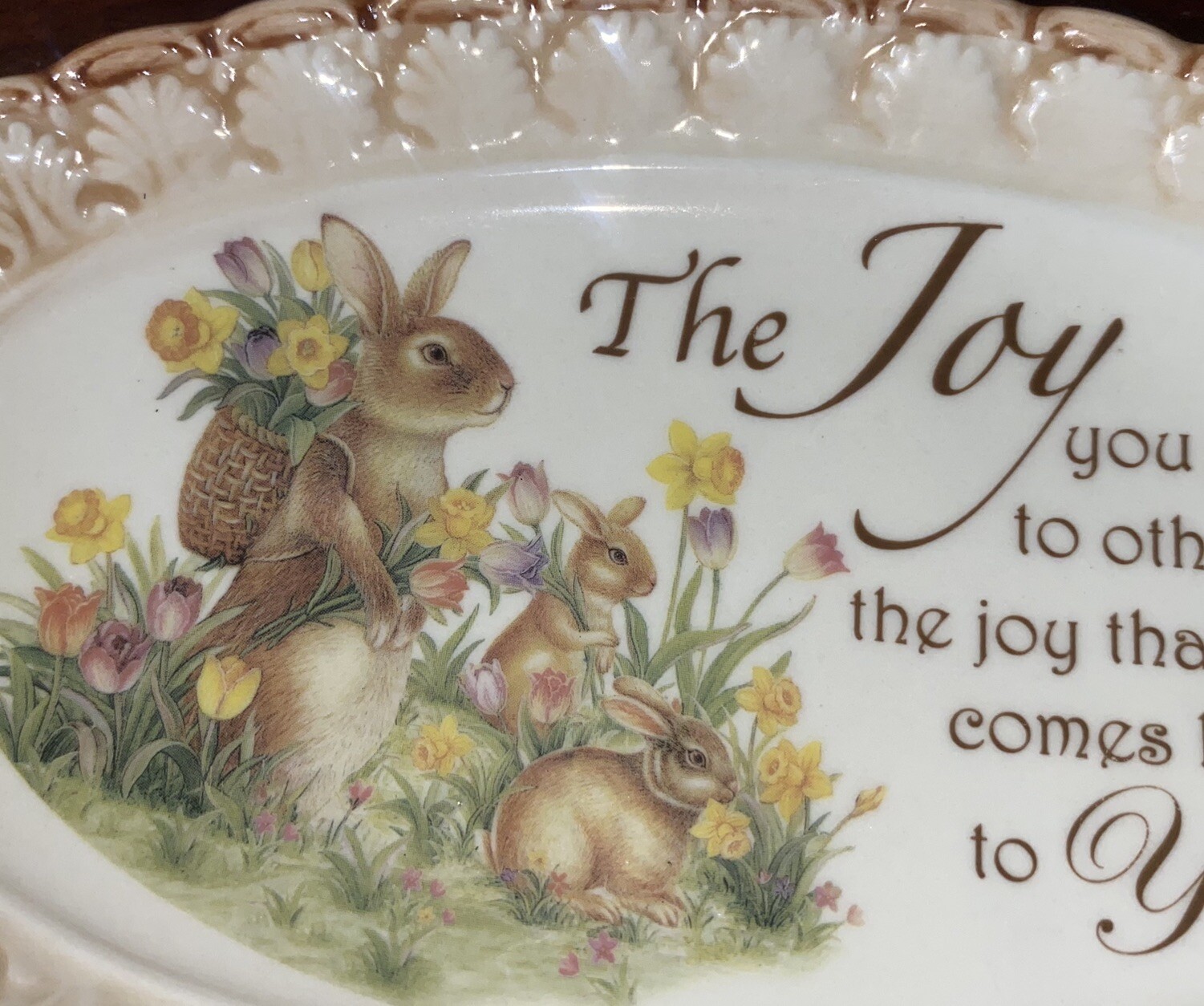 Cracker Barrel Easter Traditions Oval Plate Rabbits Flowers Butterfly ...